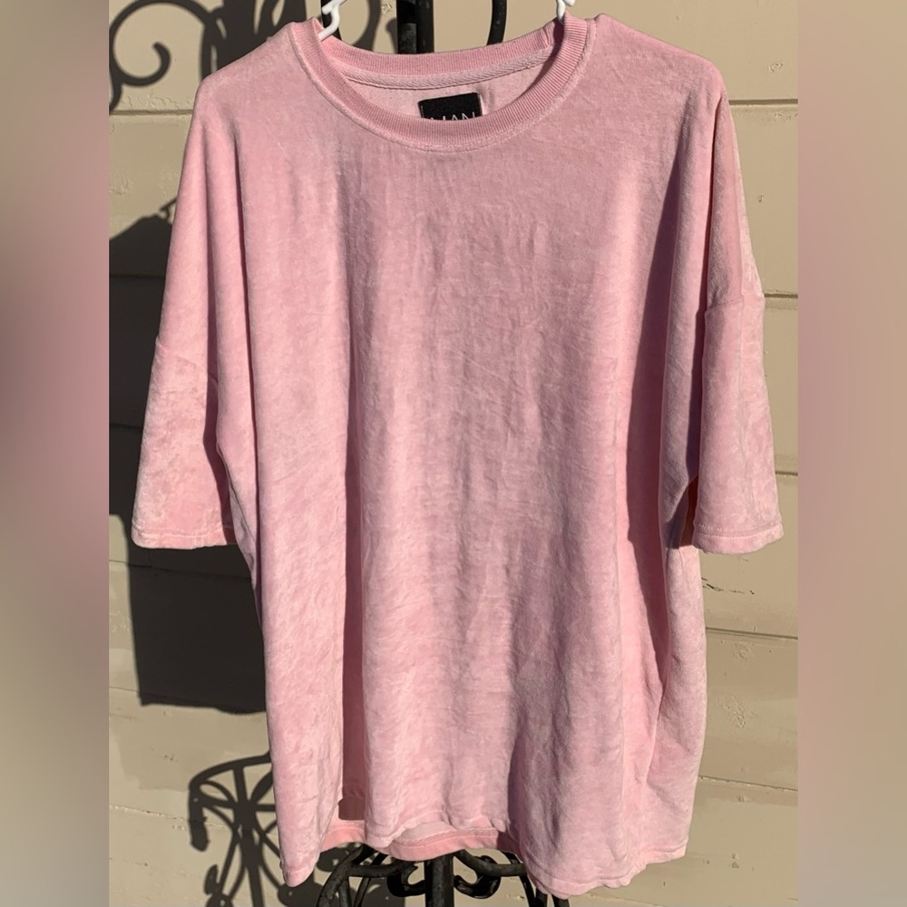 boohooMAN Quavo Pink Velour Drop Shoulder Tee & Short Set (Men’s Size: L)